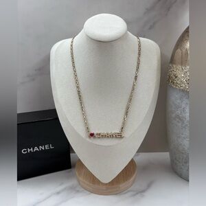 🔥CHANEL•17P I Love Chanel Logo Chain Necklace